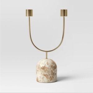 Luxe Double Taper Marble Candle Holder - Threshold